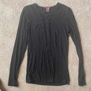 BKE red L/S chest cut-out top